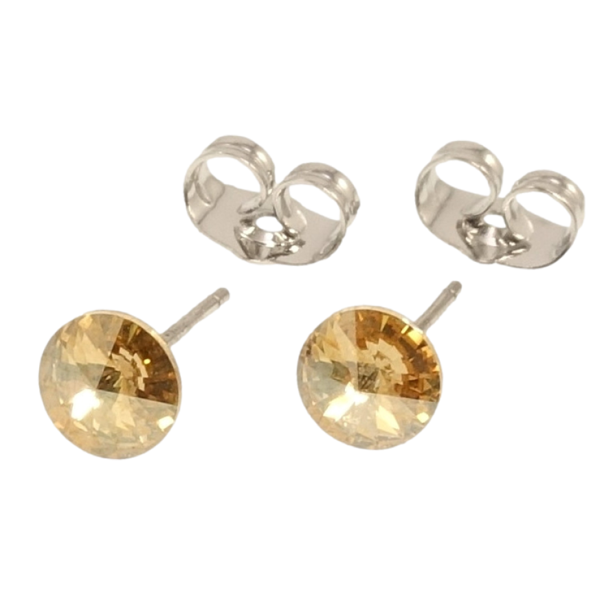 Серьги Xuping цвет Родий с кристаллами Swarovski пусеты Кристаллы Golden Shadow ø 6мм фото №1