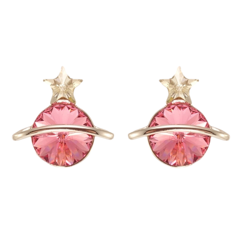 Серьги Xuping цвет Родий с кристаллами Swarovski пусеты Сатурн кристалл Rose фото №11