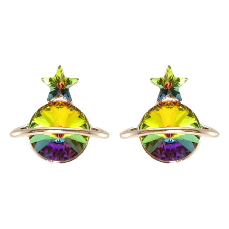 Сережки Xuping колір Родій з кристалами Swarovski пусети Сатурн кристал Vitrail Medium фото №22 Сережки Xuping колір Родій з кристалами Swarovski пусети Сатурн кристал Vitrail Medium фото №22