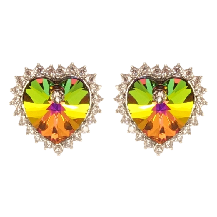 Серьги Xuping цвет Родий с кристаллами Swarovski пусеты Сердечки Vitrail Medium в обрамлении кристаллов фото №17