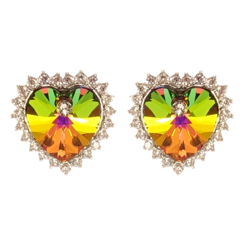 Сережки Xuping колір Родій з кристалами Swarovski пусети Сердечка Vitrail Medium в обрамленні кристалів фото №10