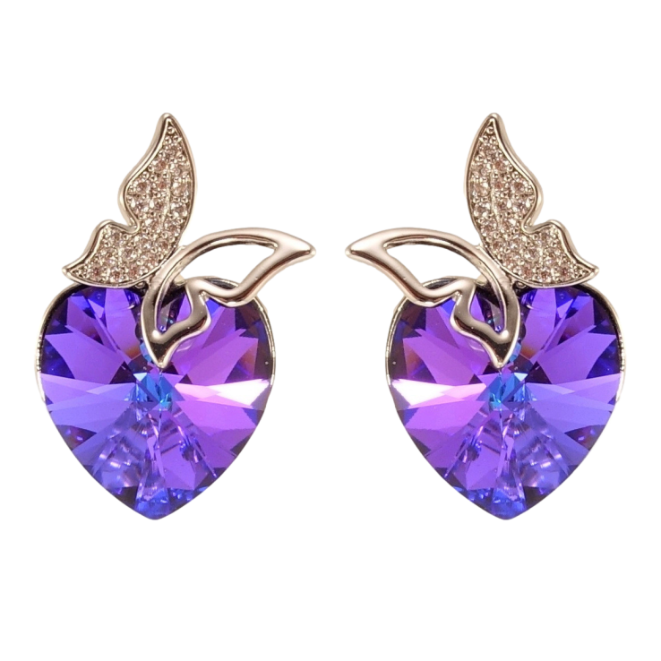 Сережки Xuping колір Родій з кристалами Swarovski пусети Сердечка Cobalt з метеликами фото №17 Сережки Xuping колір Родій з кристалами Swarovski пусети Сердечка Cobalt з метеликами фото №17