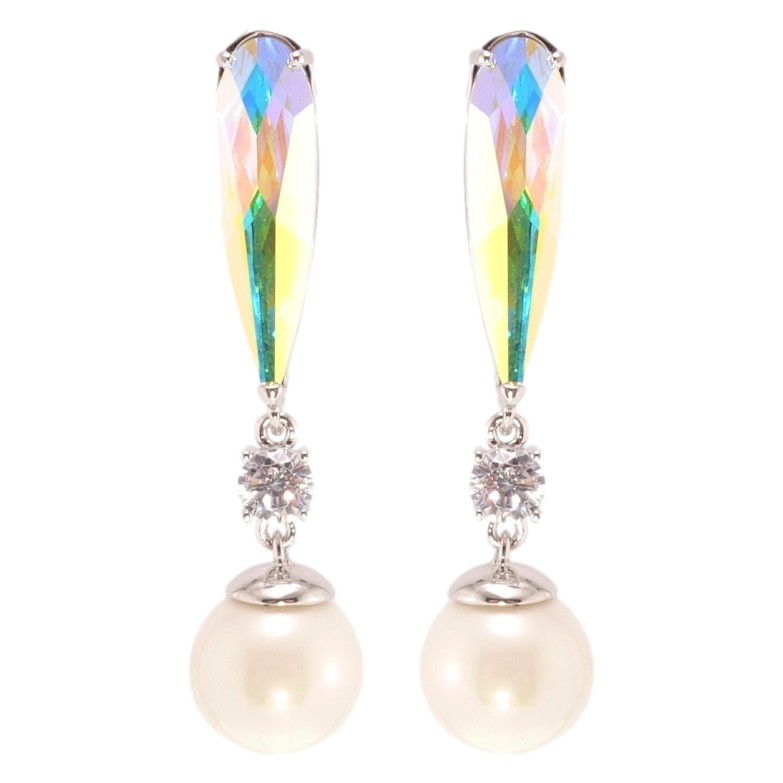 Серьги Xuping цвет Родий с кристаллами Swarovski пусеты Подвески с жемчугом и кристаллом АВ ø 10мм фото №14