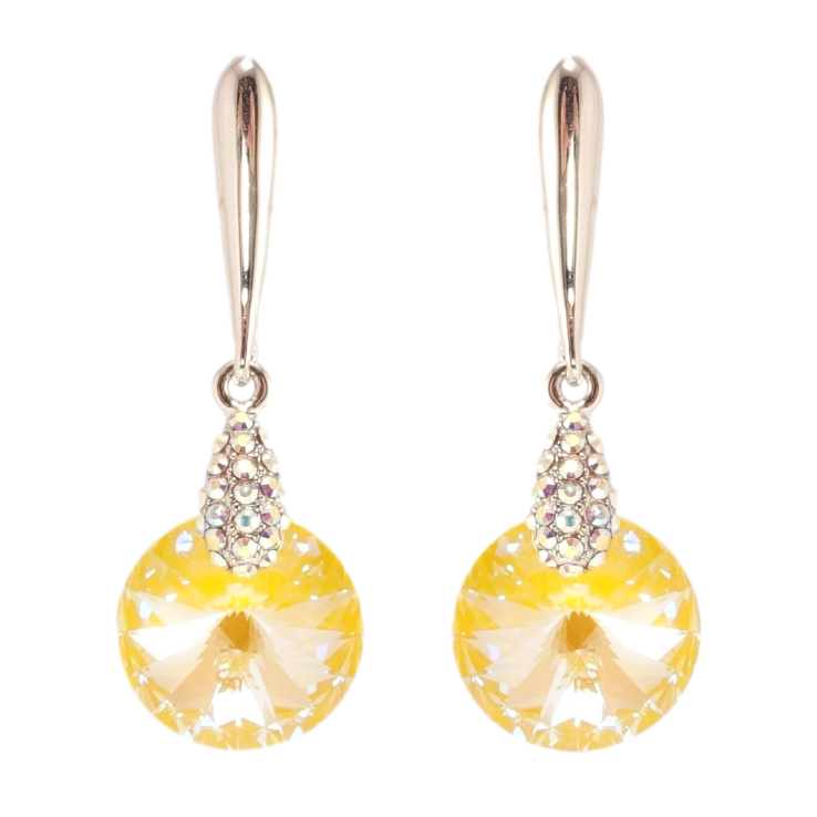 Сережки Xuping колір Родій з кристалами Swarovski пусети Підвіски з кристалом Sunshine Delite ø 14мм фото №18 Сережки Xuping колір Родій з кристалами Swarovski пусети Підвіски з кристалом Sunshine Delite ø 14мм фото №18