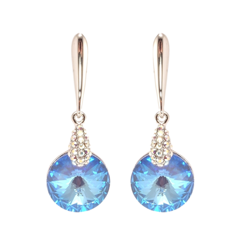 Серьги Xuping цвет Родий с кристаллами Swarovski пусеты Подвески с кристаллом Ocean Delite ø 14мм фото №12