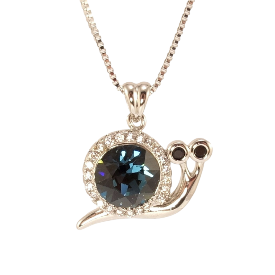 Кулон Xuping колір Родій з кр-ми Swarovski на ланцюжку Равлик із кристалом Montana дл. 41-46см х 1мм фото №1