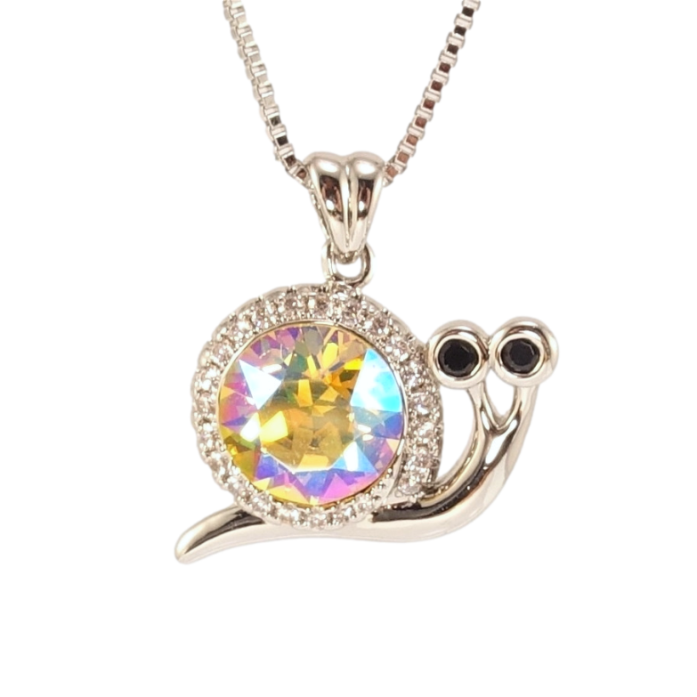 Кулон Xuping колір Родій з кр-ми Swarovski на ланцюжку Равлик із кристалом Citrine Shimmer дл. 40-45см х 1мм фото №1