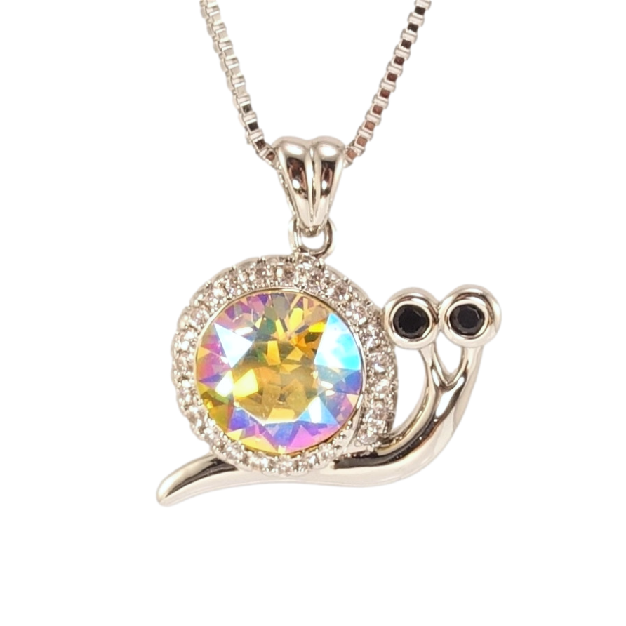 Кулон Xuping колір Родій з кр-ми Swarovski на ланцюжку Равлик із кристалом Citrine Shimmer дл. 40-45см х 1мм фото №1