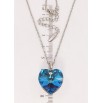 Кулон Xuping колір Родій з кр-ми Swarovski на ланцюжку Кристальне серце Capri Blue дл. 41-46см х 2мм фото №2
