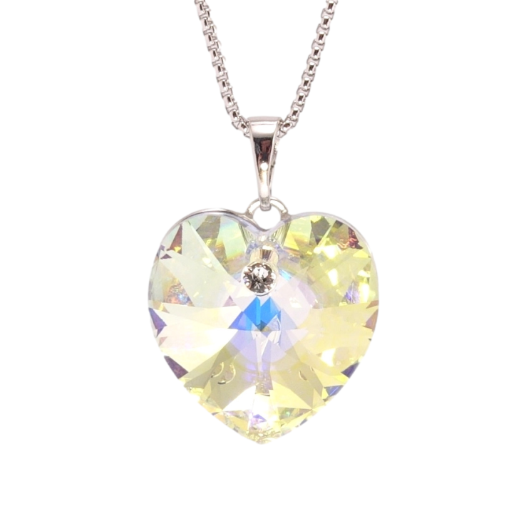 Кулон Xuping колір Родій з кр-ми Swarovski на ланцюжку Кристальне серце Shimmer дл. 40-45см х 1мм фото №7