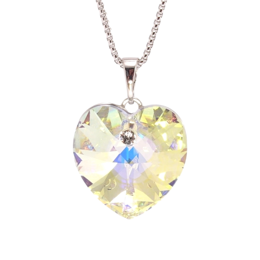 Кулон Xuping колір Родій з кр-ми Swarovski на ланцюжку Кристальне серце Shimmer дл. 40-45см х 1мм фото №1