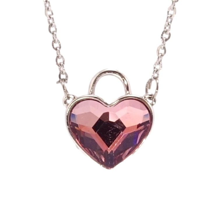 Кулон Xuping колір Родій з кр-ми Swarovski на ланцюжку Кристальне серце-замочок Amethyst дл. 41-46см х 1мм фото №4