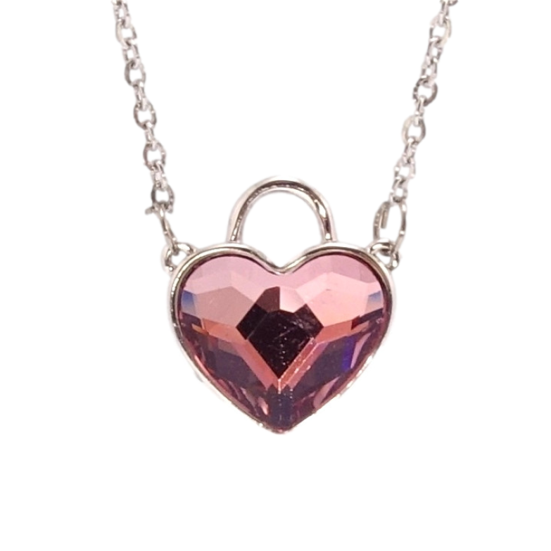 Кулон Xuping колір Родій з кр-ми Swarovski на ланцюжку Кристальне серце-замочок Amethyst дл. 41-46см х 1мм фото №1