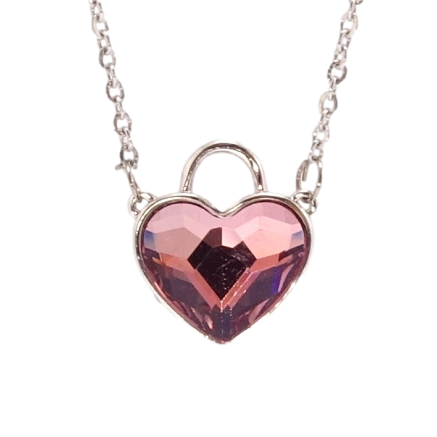 Кулон Xuping колір Родій з кр-ми Swarovski на ланцюжку Кристальне серце-замочок Amethyst дл. 41-46см х 1мм фото №1