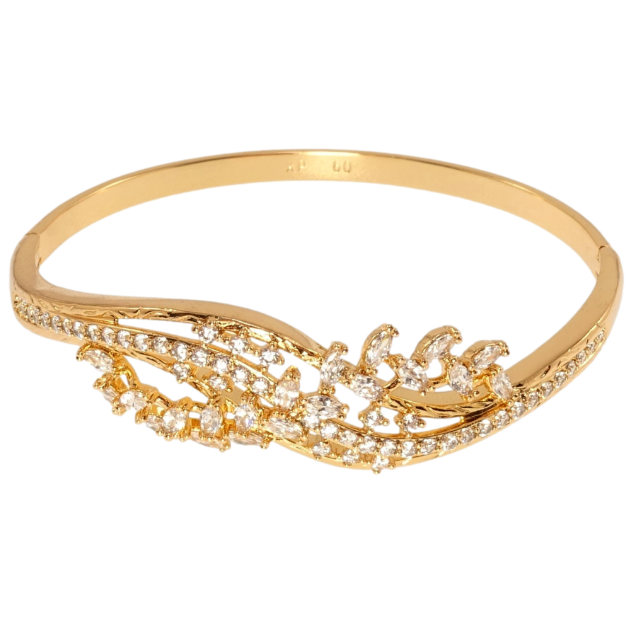 Браслет Xuping Позолота 18K Витончений флористичний орнамент з цирконієм ø 6см фото №1