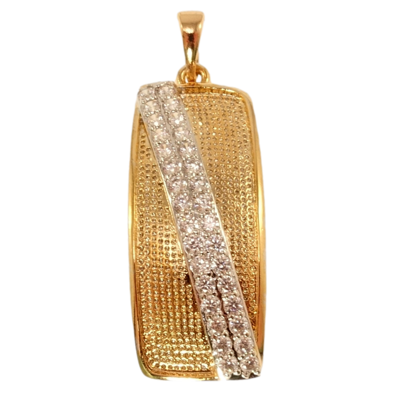 Кулон Xuping Позолота + Родий Прямоугольная подвеска с диагональными дорожками циркония фото №1