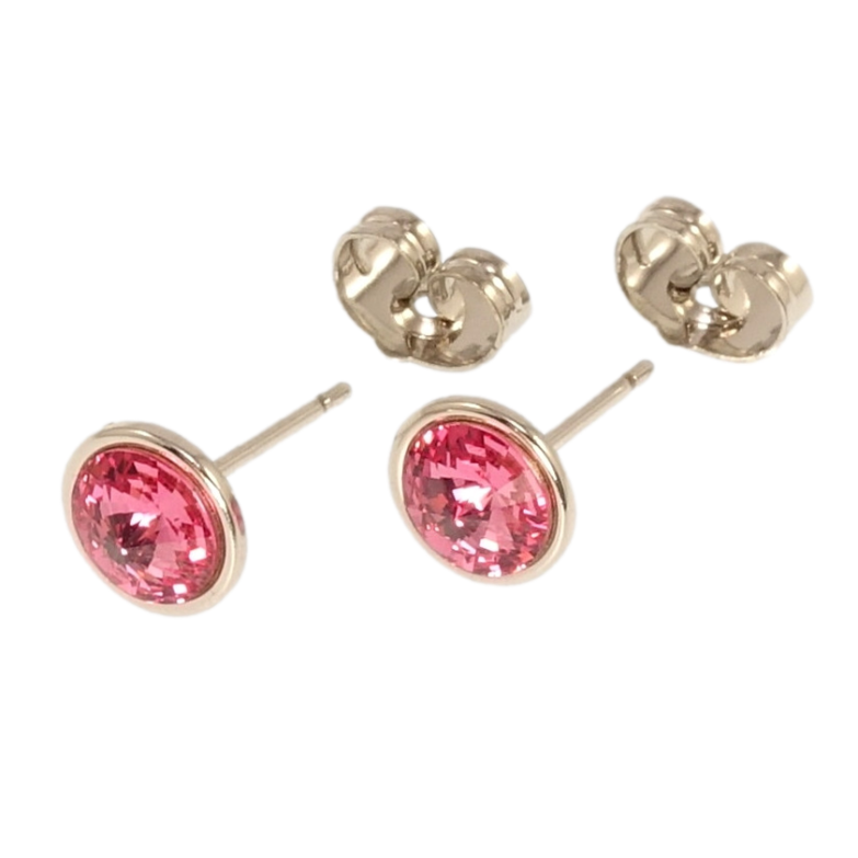 Серьги Xuping цвет Родий с кристаллами Swarovski пусеты Кристалл Rose в ободковой оправе ø 8мм фото №9