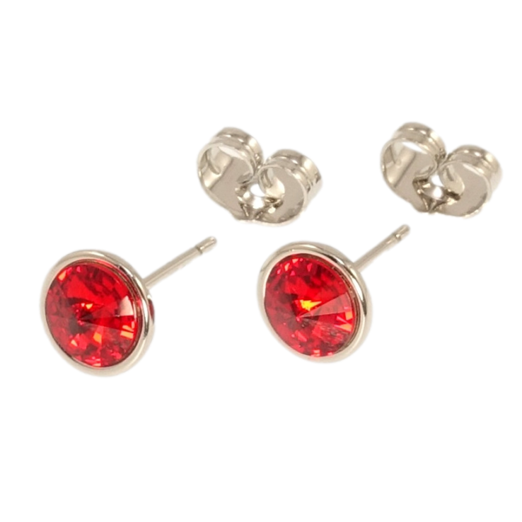 Серьги Xuping цвет Родий с кристаллами Swarovski пусеты Кристалл Light Siam в ободковой оправе ø 8мм фото №20