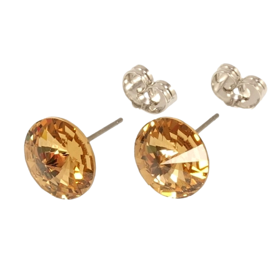 Сережки Xuping колір Родій з кристалами Swarovski пусети Кристал Topaz ø 11мм фото №1