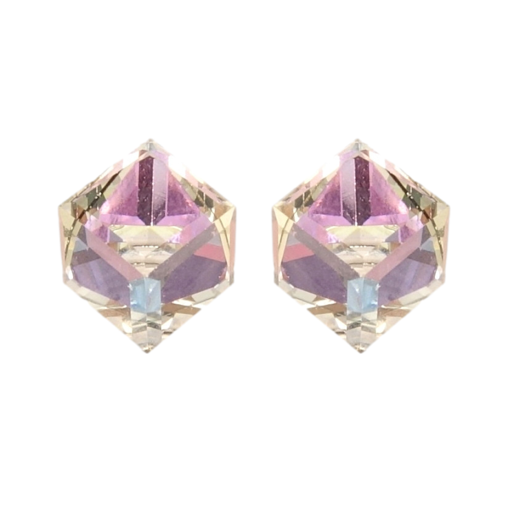 Серьги Xuping цвет Родий с кристаллами Swarovski пусеты Кристальные кубики Paradise Shine 6х6мм фото №22