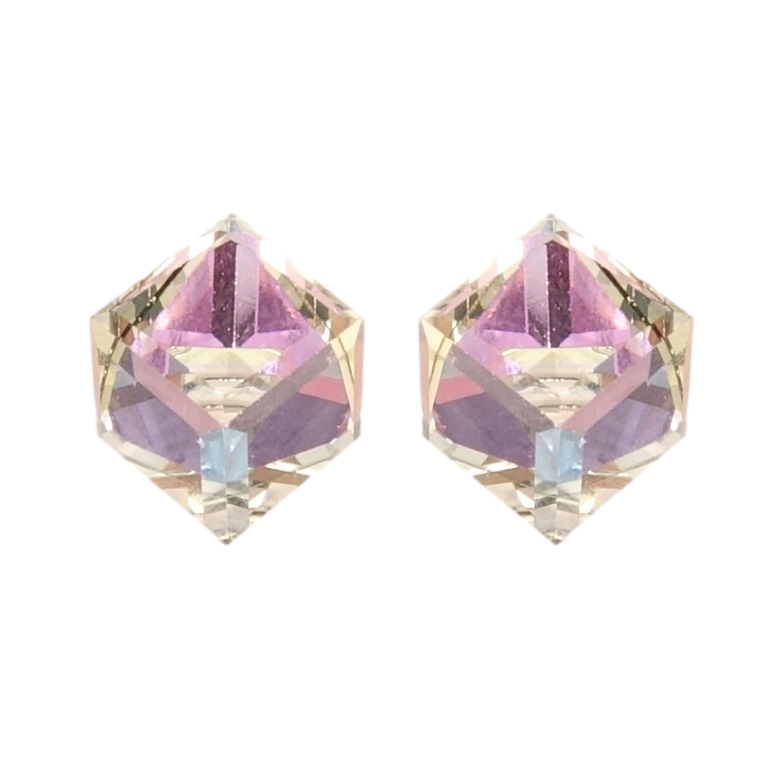 Серьги Xuping цвет Родий с кристаллами Swarovski пусеты Кристальные кубики Paradise Shine 6х6мм фото №7