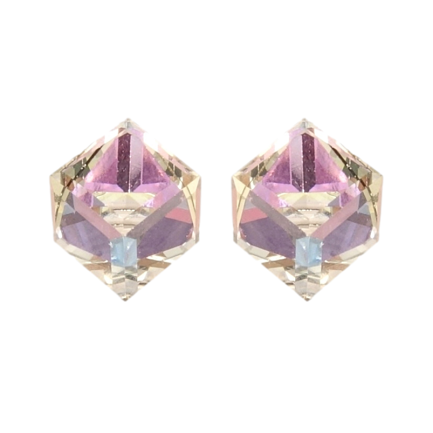 Серьги Xuping цвет Родий с кристаллами Swarovski пусеты Кристальные кубики Paradise Shine 6х6мм фото №1