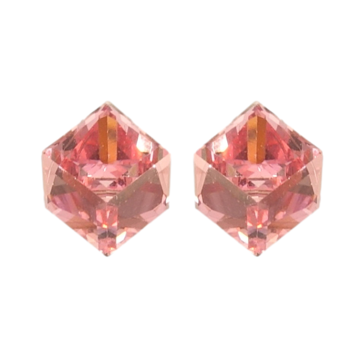 Серьги Xuping цвет Родий с кристаллами Swarovski пусеты Кристальные кубики Rose 6х6мм фото №14