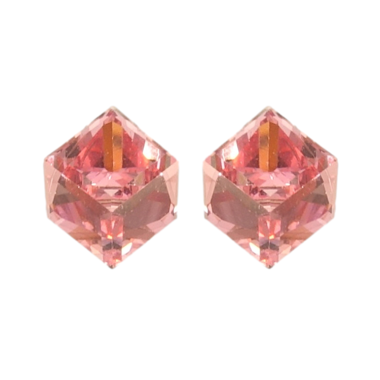 Серьги Xuping цвет Родий с кристаллами Swarovski пусеты Кристальные кубики Rose 6х6мм фото №1