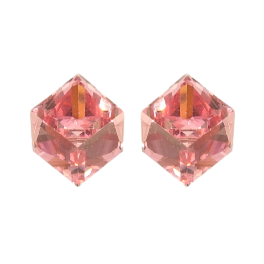 Серьги Xuping цвет Родий с кристаллами Swarovski пусеты Кристальные кубики Rose 6х6мм фото №1
