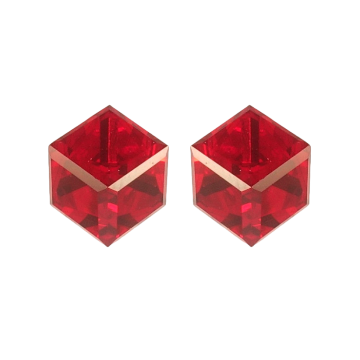 Серьги Xuping цвет Родий с кристаллами Swarovski пусеты Кристальные кубики Light Siam 6х6мм фото №17