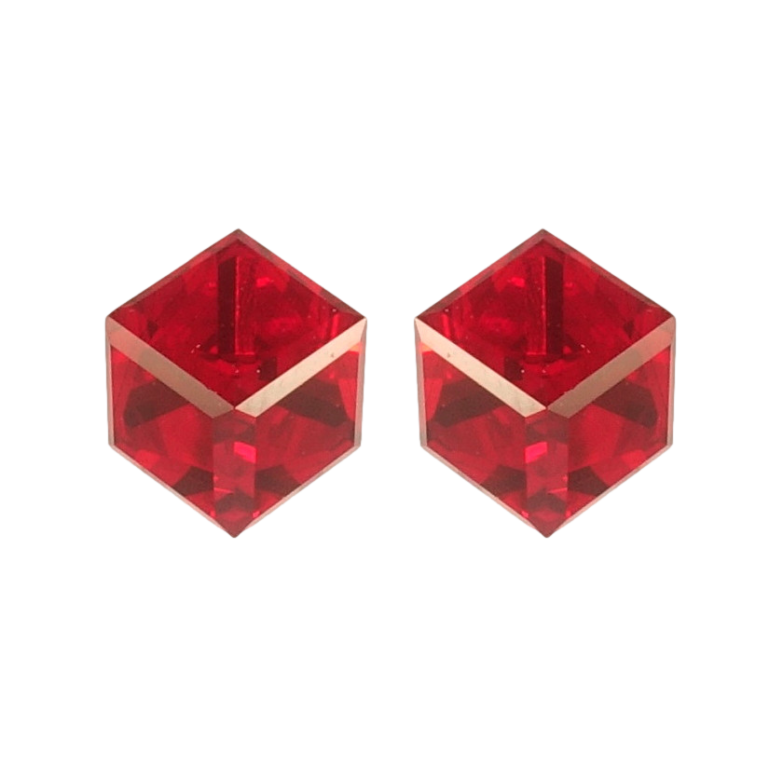 Серьги Xuping цвет Родий с кристаллами Swarovski пусеты Кристальные кубики Light Siam 6х6мм фото №1