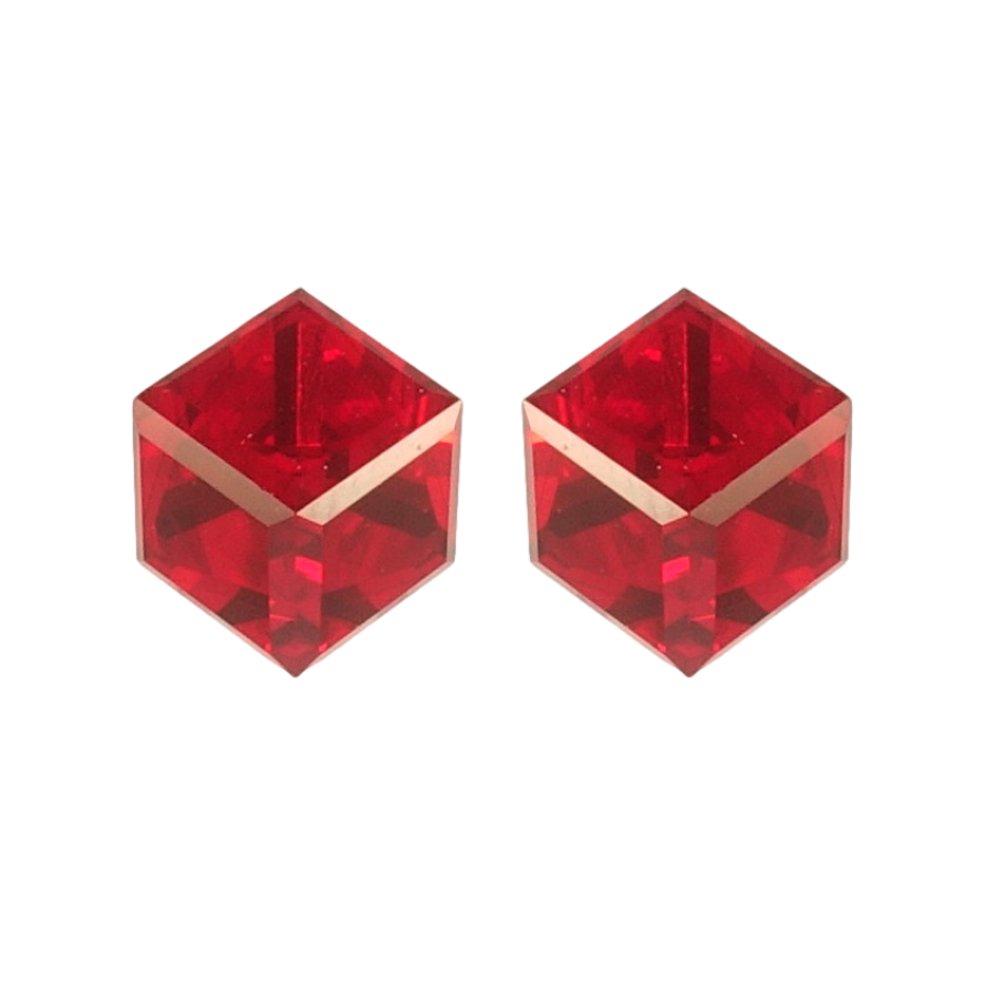 Серьги Xuping цвет Родий с кристаллами Swarovski пусеты Кристальные кубики Light Siam 6х6мм фото №1