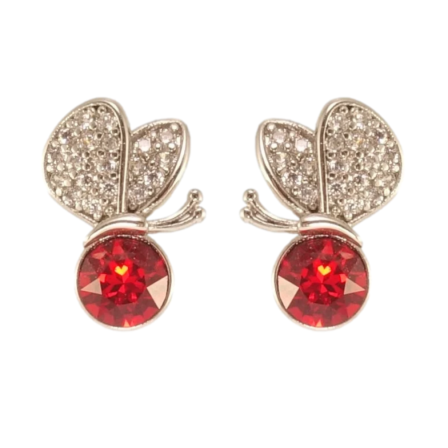 Сережки Xuping колір Родій з кристалами Swarovski пусети Метелики з кристалами Light Siam фото №1