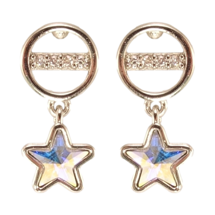 Сережки Xuping колір Родій з кристалами Swarovski пусети Кристальні зірки АВ фото №7