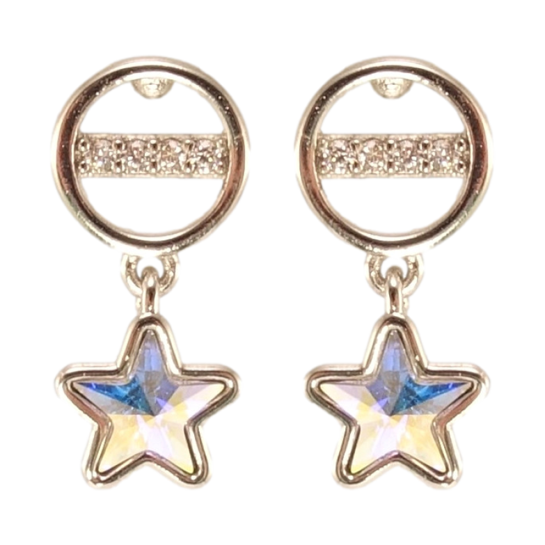 Сережки Xuping колір Родій з кристалами Swarovski пусети Кристальні зірки АВ фото №1