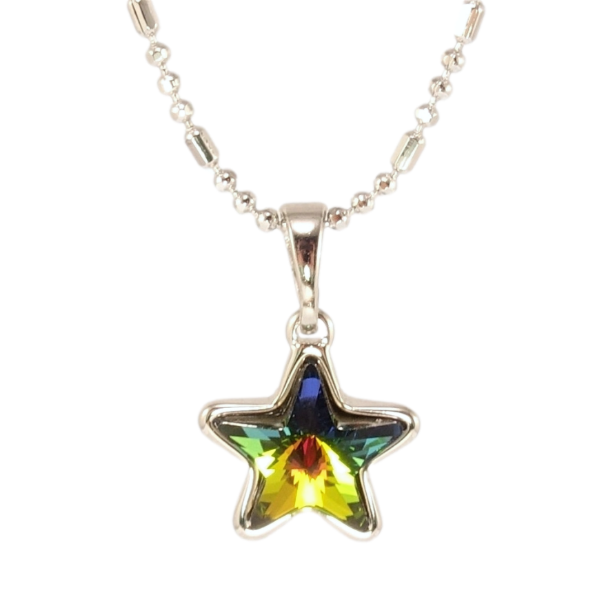 Кулон Xuping колір Родій з кр-ми Swarovski на ланцюжку Кристальна зірочка Vitrail Medium дл. 40-45см х 1мм фото №1