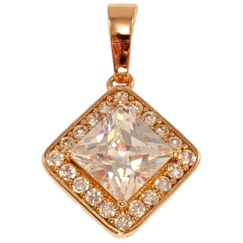 Кулон Xuping Позолота РВ Ромб із кристалом в обрамленні цирконію 13х13мм фото №1