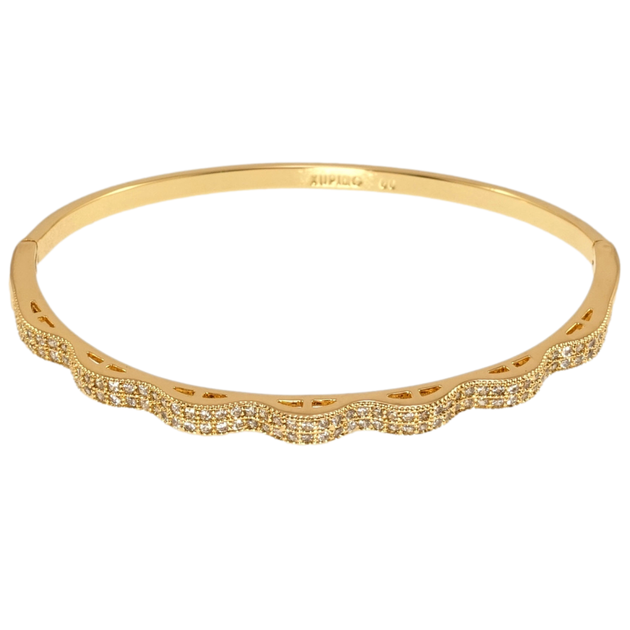 Браслет Xuping Позолота 18K Волнистая дорожка циркония ø 6см фото №1