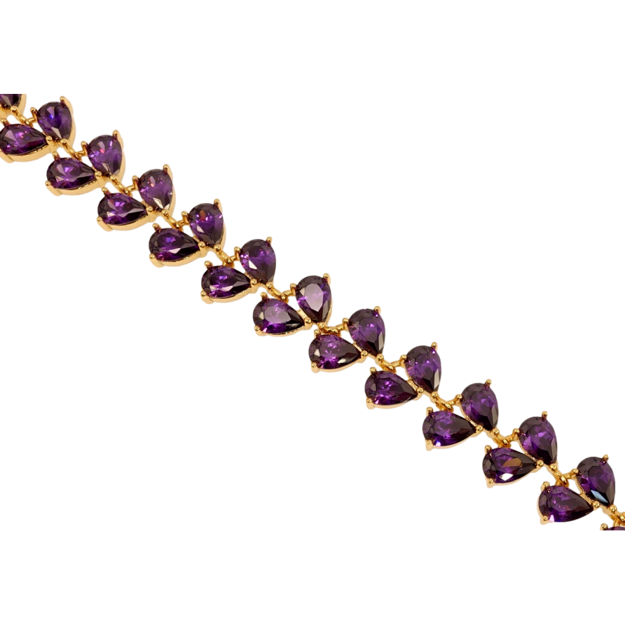 Браслет Xuping Позолота 18K Кристальні бузкові крапельки довжина з дод. ланцюжком 17.5-20.5см х 10мм фото №1