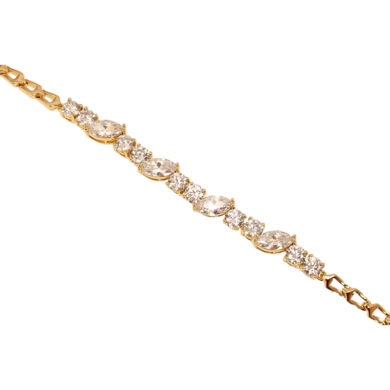 Браслет Xuping Позолота 18K Вставка из циркония длина с доп.цепочкой 17,19см х 4мм фото №1