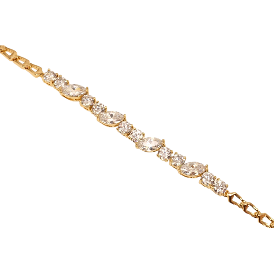 Браслет Xuping Позолота 18K Вставка из циркония длина с доп.цепочкой 17,19см х 4мм фото №1