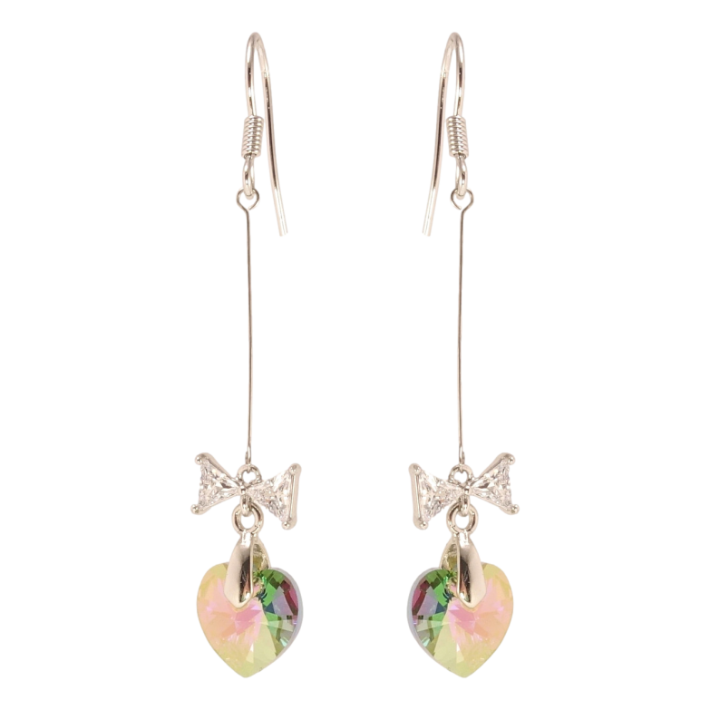 Серьги Xuping цвет Родий с кристаллами Swarovski французский замок Кристальные сердечки Vitrail Light с фото №2