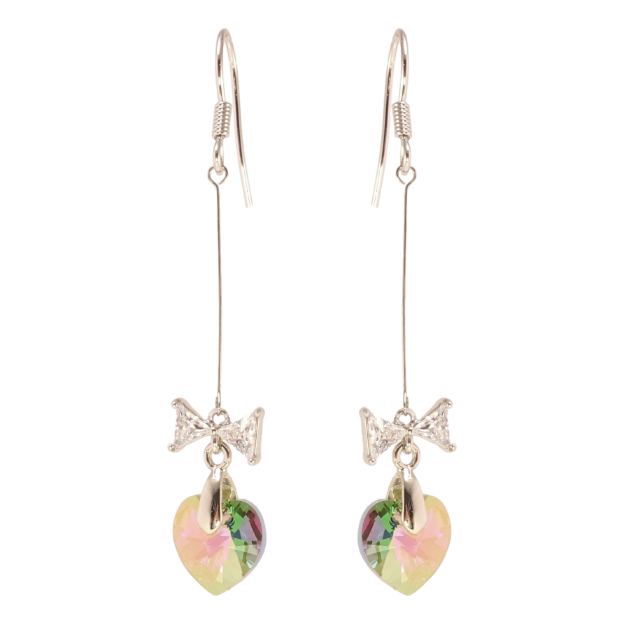 Серьги Xuping цвет Родий с кристаллами Swarovski французский замок Кристальные сердечки Vitrail Light с фото №1