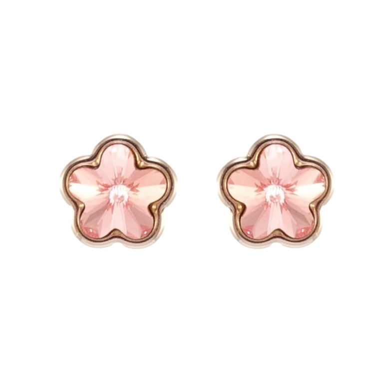 Серьги Xuping цвет Родий с кристаллами Swarovski пусеты Кристальные цветочки Light Rose фото №1