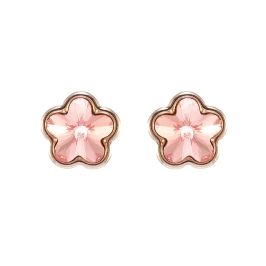 Сережки Xuping колір Родій з кристалами Swarovski пусети Кристальні квіточки Light Rose фото №1