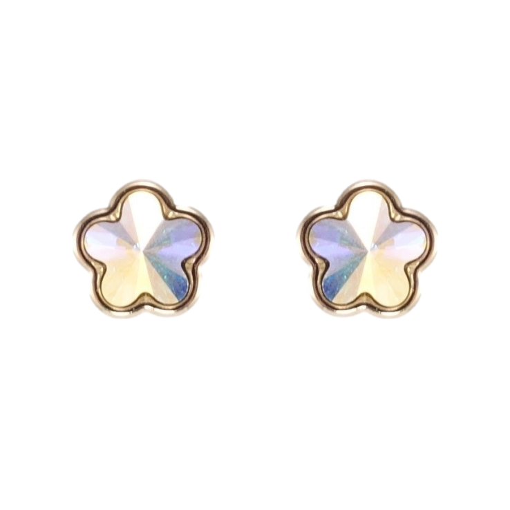 Серьги Xuping цвет Родий с кристаллами Swarovski пусеты Кристальные цветочки АВ фото №18