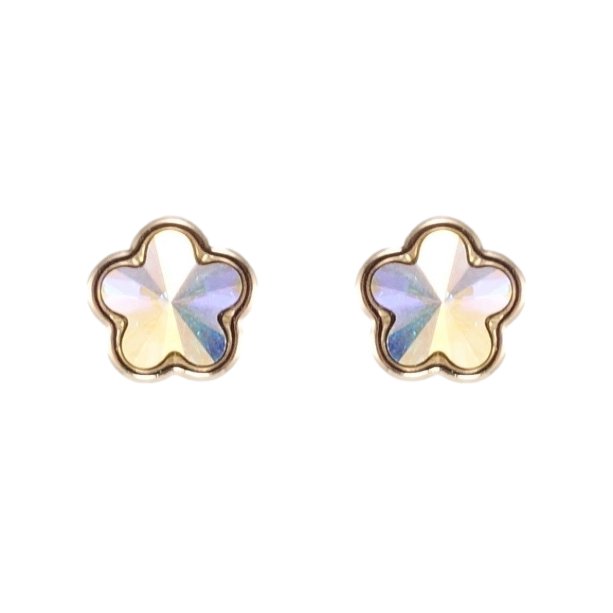 Серьги Xuping цвет Родий с кристаллами Swarovski пусеты Кристальные цветочки АВ фото №1