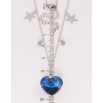 Кулон Xuping колір Родій з кр-ми Swarovski на ланцюжку Серце Metallic Blue на ланцюжку з підвісками дл. 38-43см х фото №2