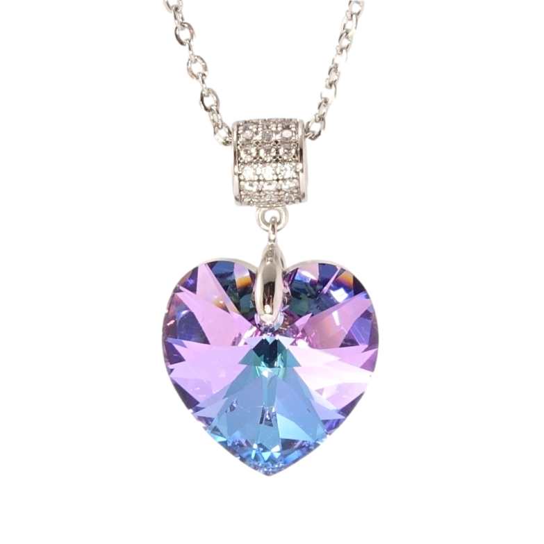 Кулон Xuping цвет Родий с кр-ми Swarovski на цепочке Кристальное сердце Paradise Shine дл. 40-45см х 2мм фото №1