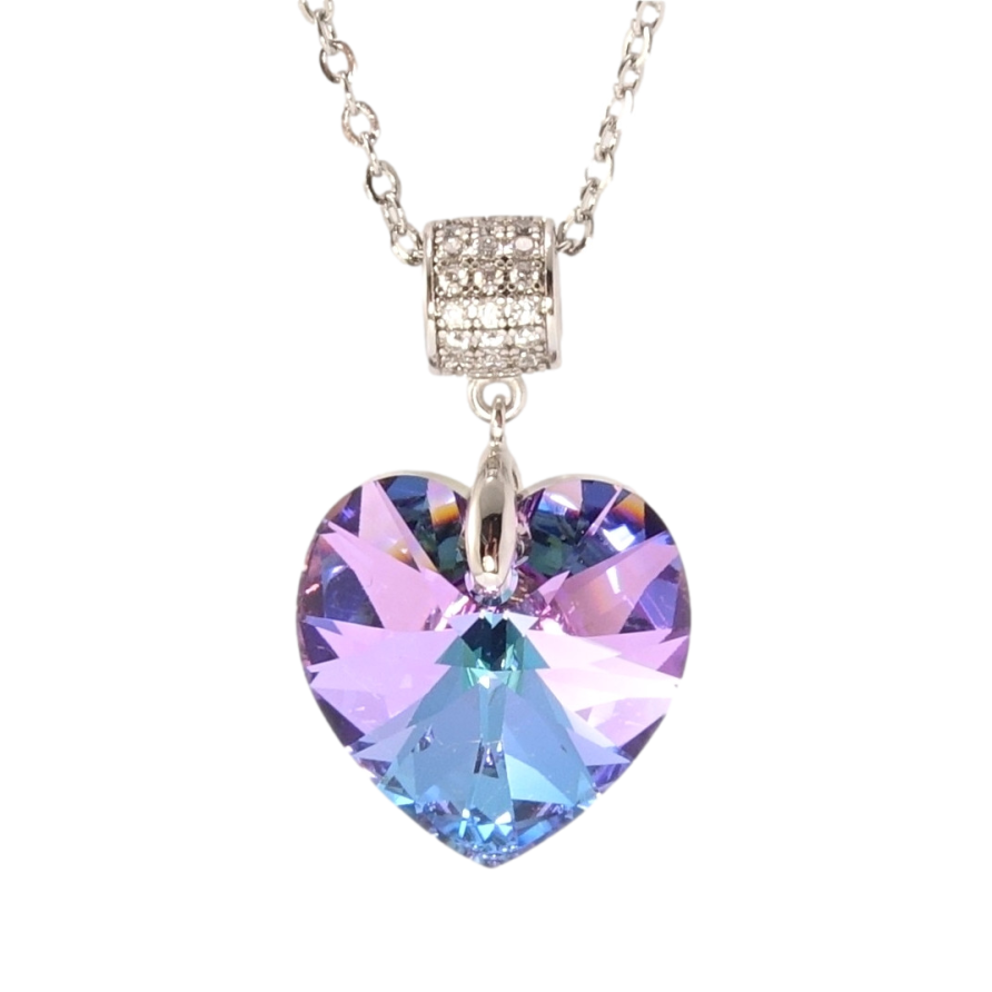 Кулон Xuping колір Родій з кр-ми Swarovski на ланцюжку Кристальне серце Paradise Shine дл. 40-45см х 2мм фото №1